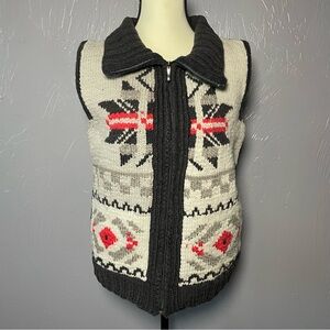 Cowichan RARE Handmade Heavy Knit Zip Sweater Vest Wool Women’s L